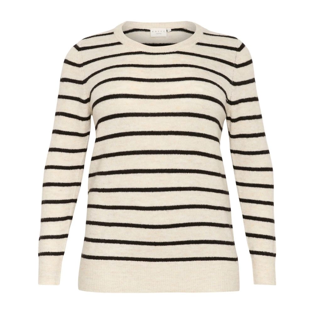 Kaffe Curve Gestreepte Pullover Trui Veergrijs Zwart Beige Dames