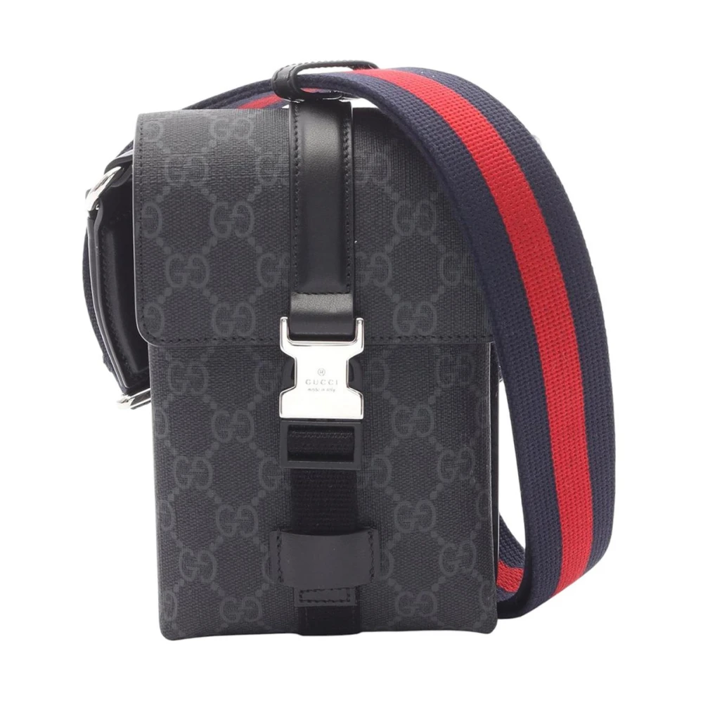 Gucci Vintage Women's Black Pre-Owned Vintage Gg Monogram Canvas Crossbody Bag