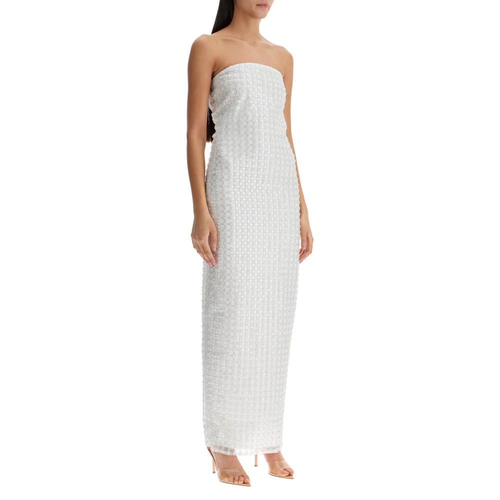 Rotate Birger Christensen Geborduurde Jurk met Pailletten van Tule White Dames