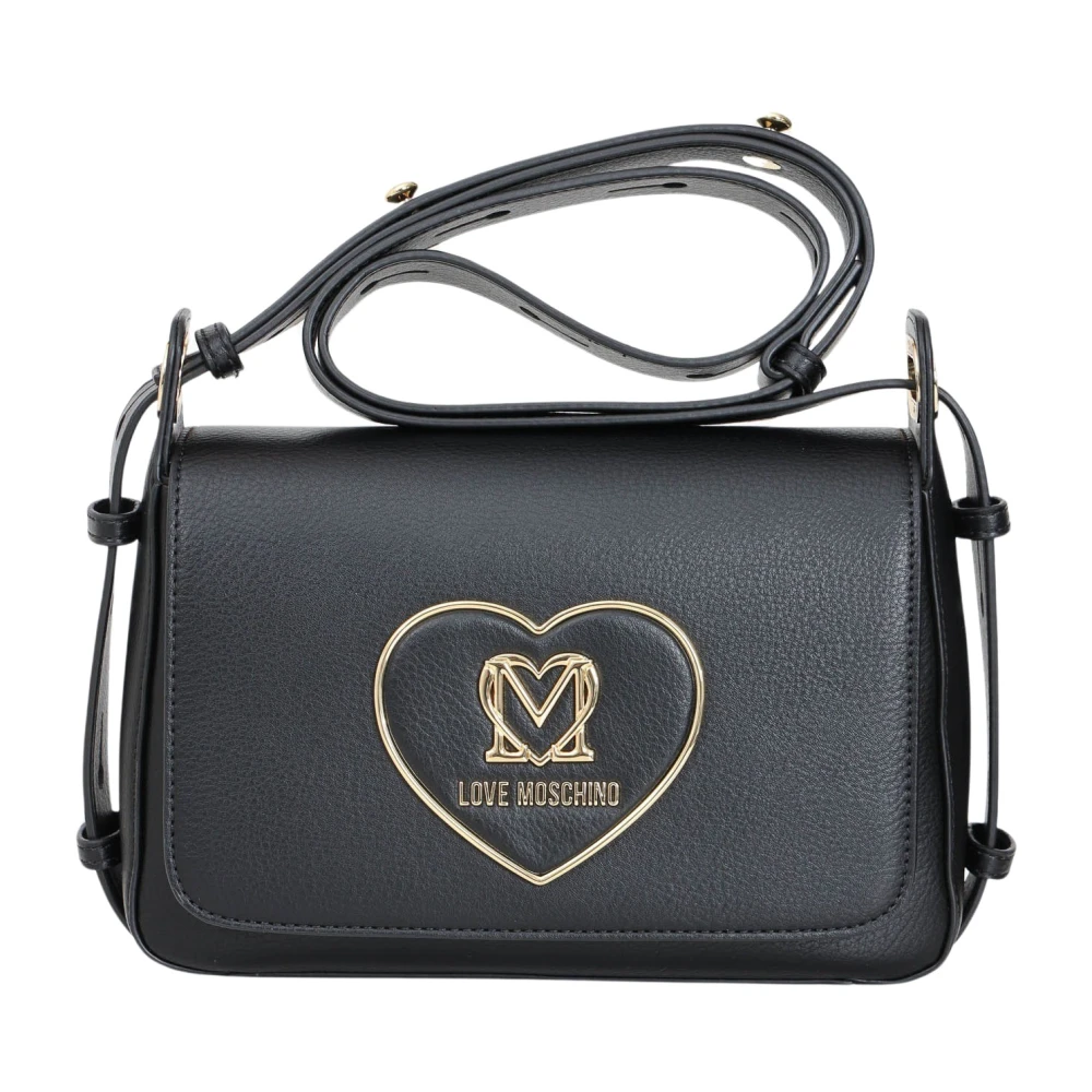 Love Moschino Zwarte schoudertas met hartplaat Black Dames