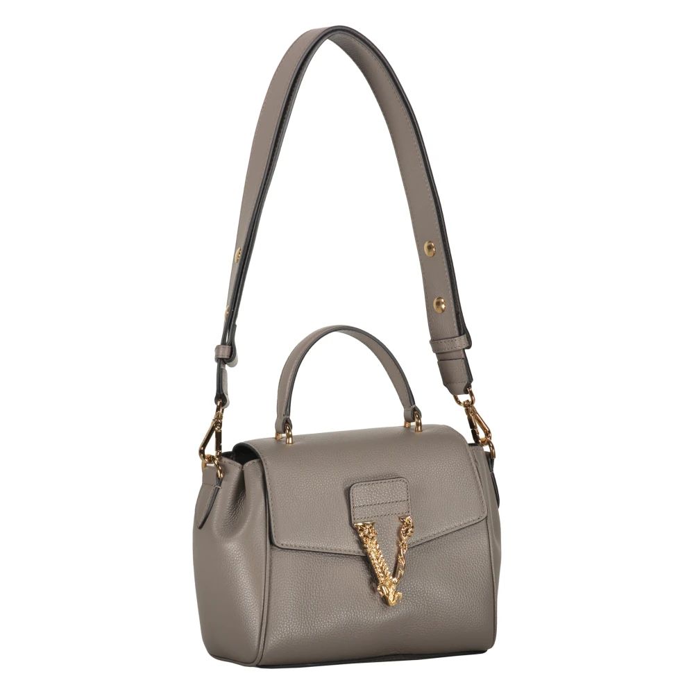 Versace Crossbody Tas van Kalfsleer met Klep Sluiting Gray Dames