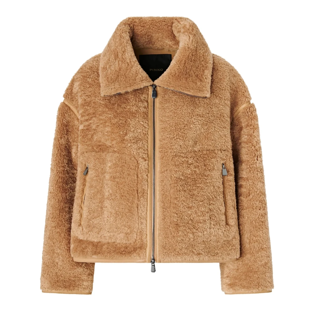 Pinko Campsis Caban - Female - Faux Fur & Shearling Jackets - Beige - L - Jackets
