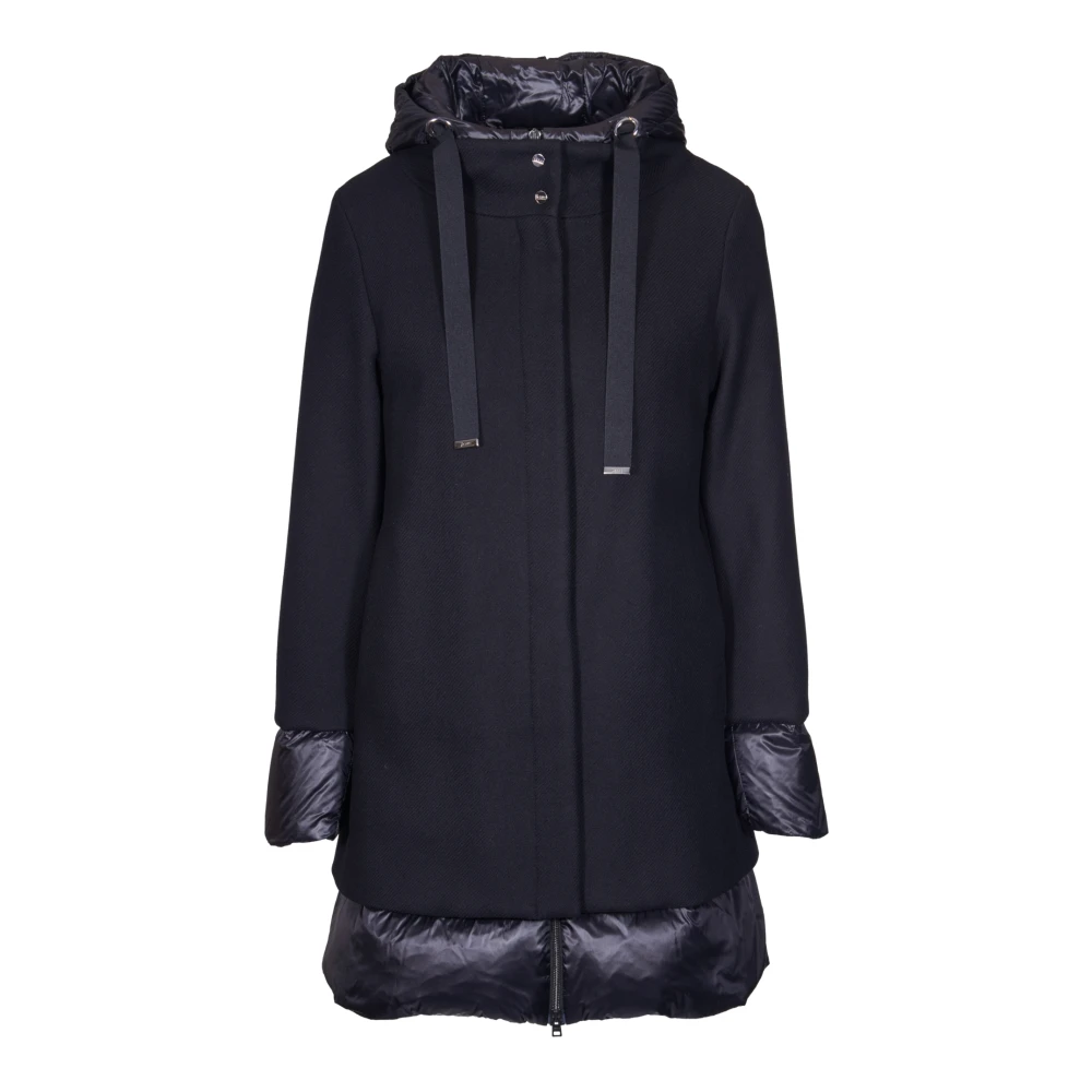 Herno Wollen donsjack met hoge kraag Black Dames