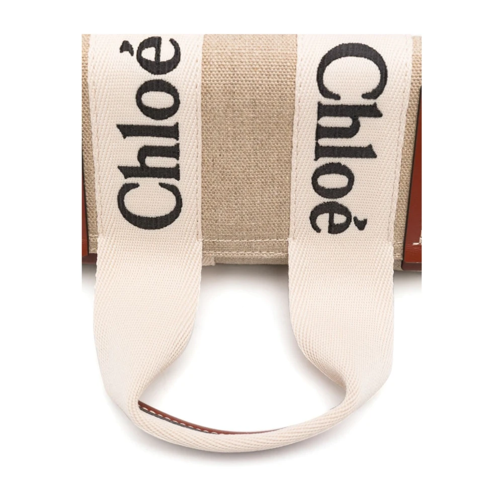 Chloé Witte Leren Canvas Tas Multicolor Dames