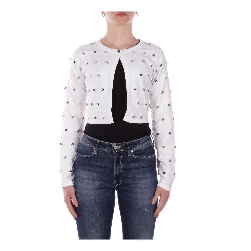 John Richmond Women's White Button-Front Logo Cardigan - Cardigans - Xl - Knitwear