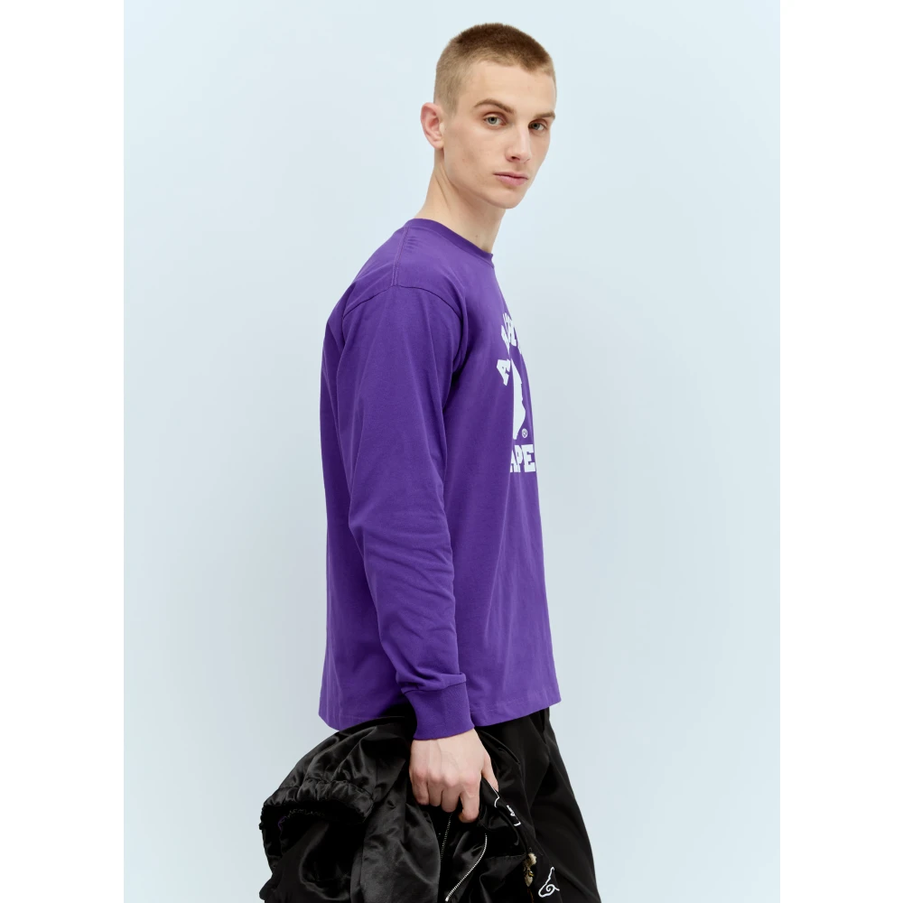 A Bathing APE Grafische Print College Sweatshirt Purple Heren