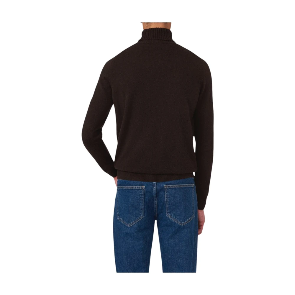 Oscar Jacobson Bruine Wol-Kasjmier Rolhals Trui Stijlvol en Elegant Brown Heren