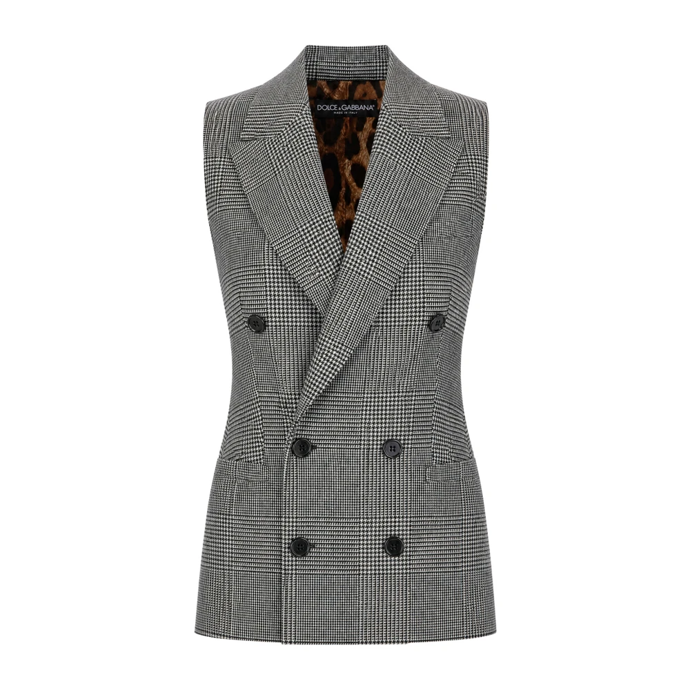 Dolce & Gabbana , Waistcoats, Female, Gray, M, Double-Breasted Vest
