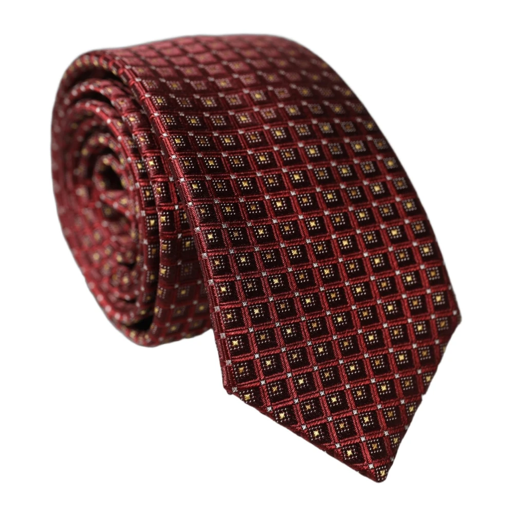 Dolce & Gabbana Men's Red Geometric Silk Necktie - Ties - One Size - Accessories