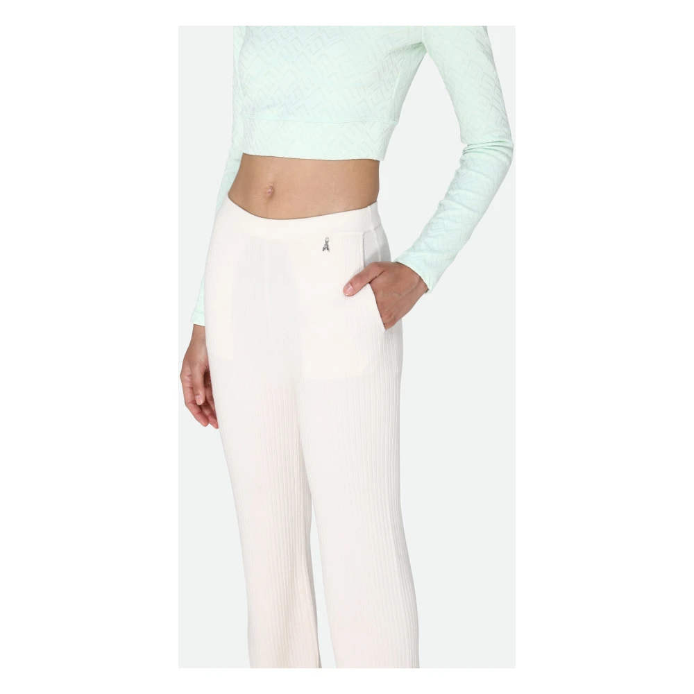 PATRIZIA PEPE Geribbelde Witte Broek Slim Fit White Dames