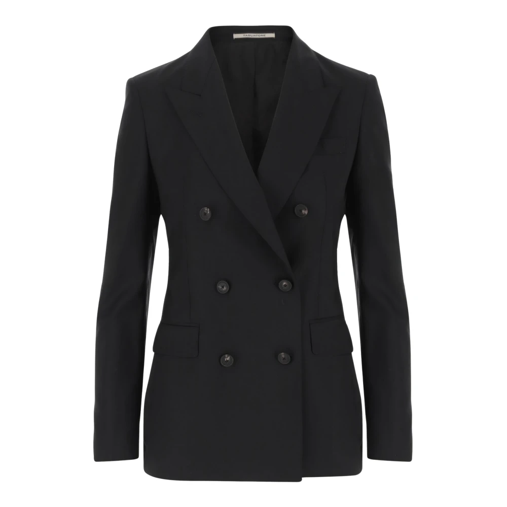 Tagliatore Women's Blue Blazers, M, Stretch Wool Double-Breasted Jacket