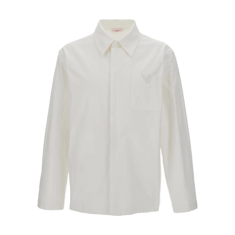 Valentino Klassieke Kraag Wit Overhemd Jas White