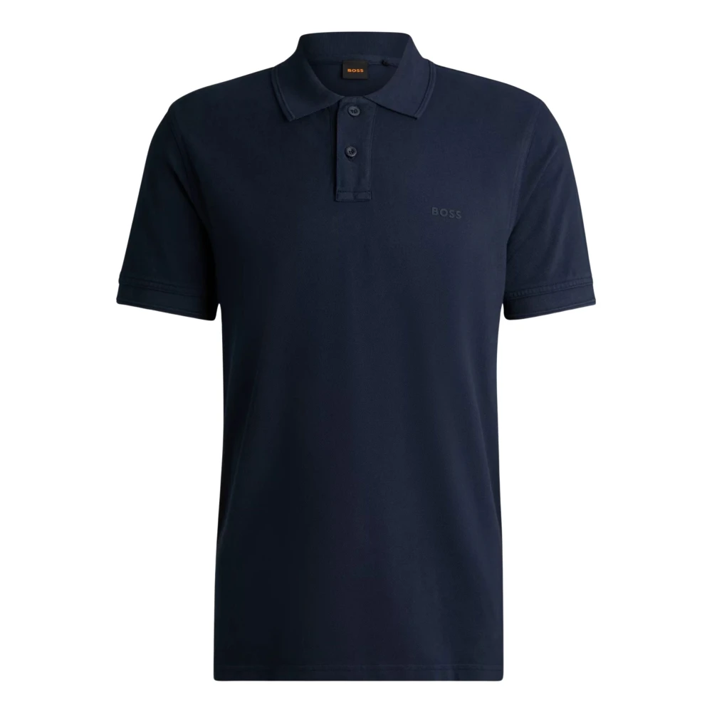 Hugo Men's Blue Washed Cotton Polo Regular Fit Striped