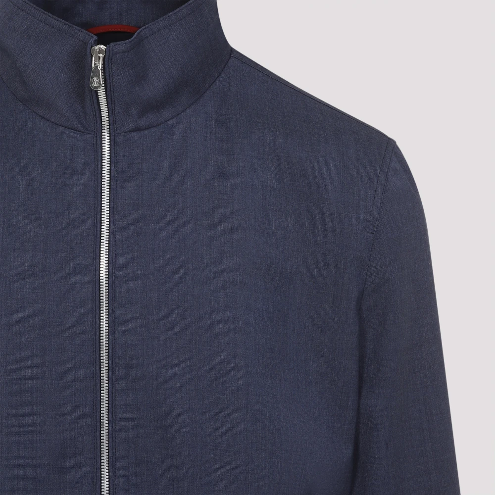 BRUNELLO CUCINELLI Blauwe Wollen Jas Ss25 Blue Heren