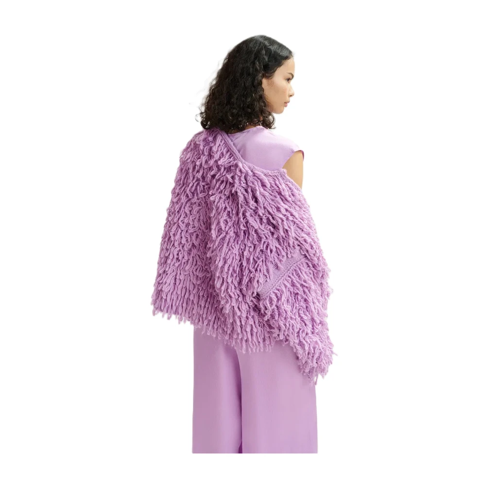 Essentiel Antwerp Chunky Gebreide Franjejas Purple Dames