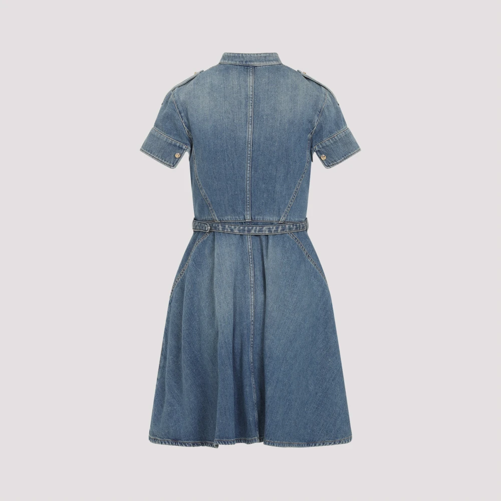 alexander mcqueen Blauwe Katoenen Jurk Elegante Stijl Blue Dames
