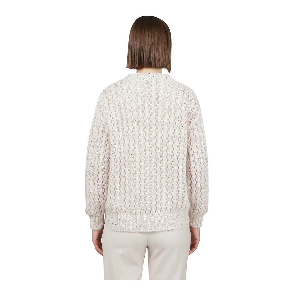 Eleventy Kid Mohair Zijde Katoen Trui Beige Dames