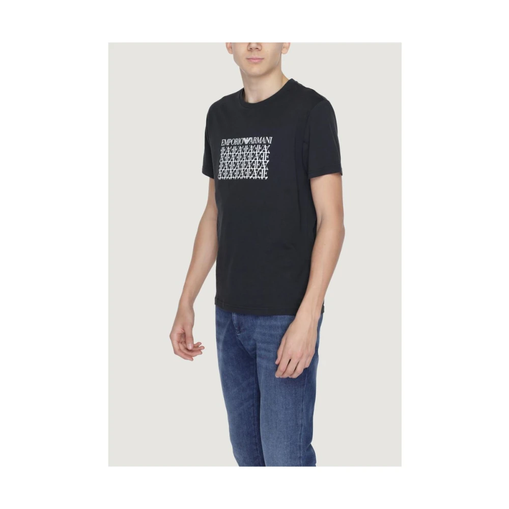 Emporio Armani Heren T-shirt van zwart en wit katoen Black Heren