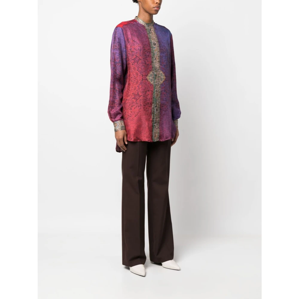 Pierre-Louis Mascia Overgangseffect Paisley Print Zijden Overhemd Multicolor Dames