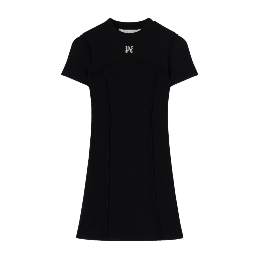 Palm Angels Women's Black Short Dresses, M, Embroidered Logo Dress