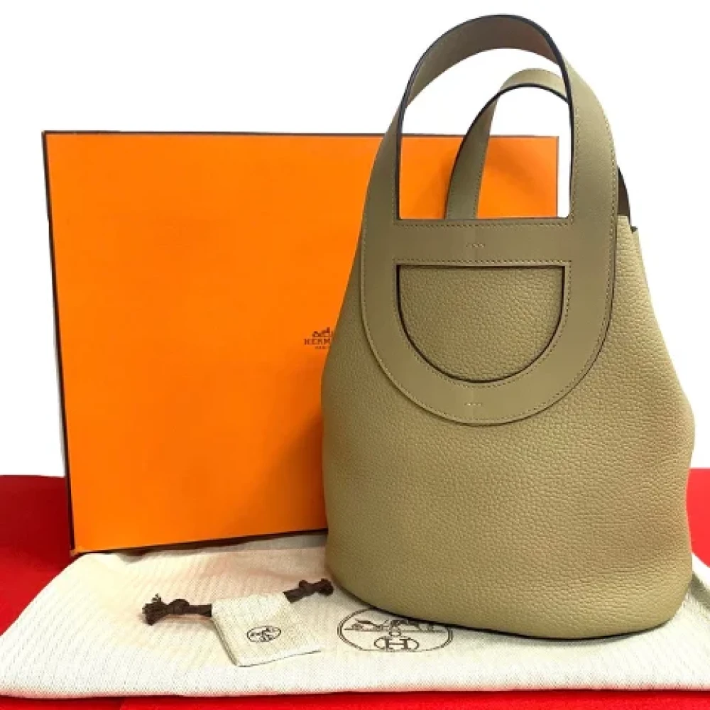 Hermès Vintage Pre-owned Leather handbags Beige Dames