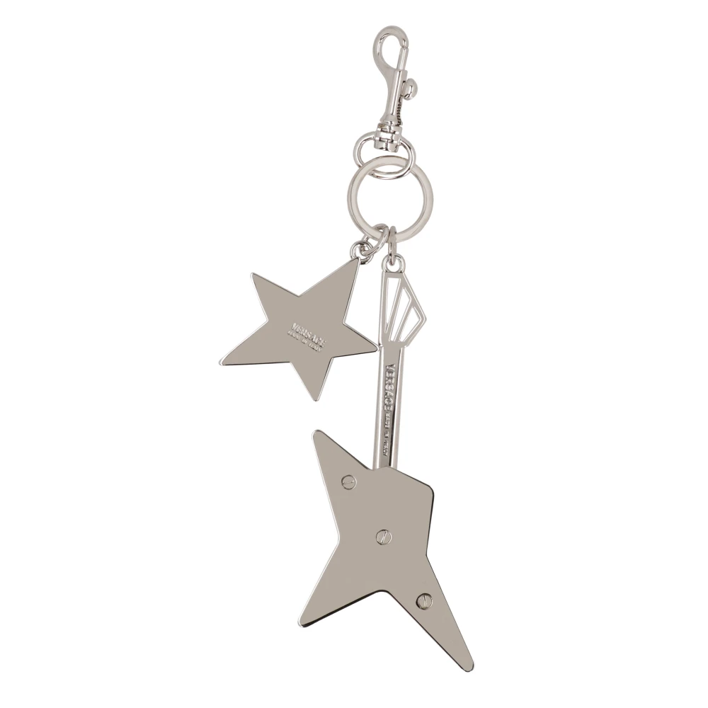 Versace Metalen sleutelhanger met leren details Gray Dames