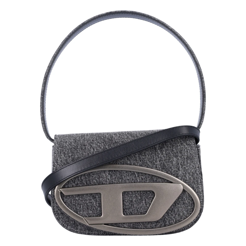 Diesel Stonewashed Denim Tas met D Plaque Gray Dames