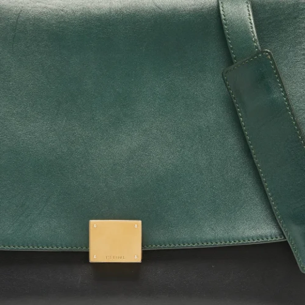 Celine Vintage Pre-owned Leather handbags Green Dames