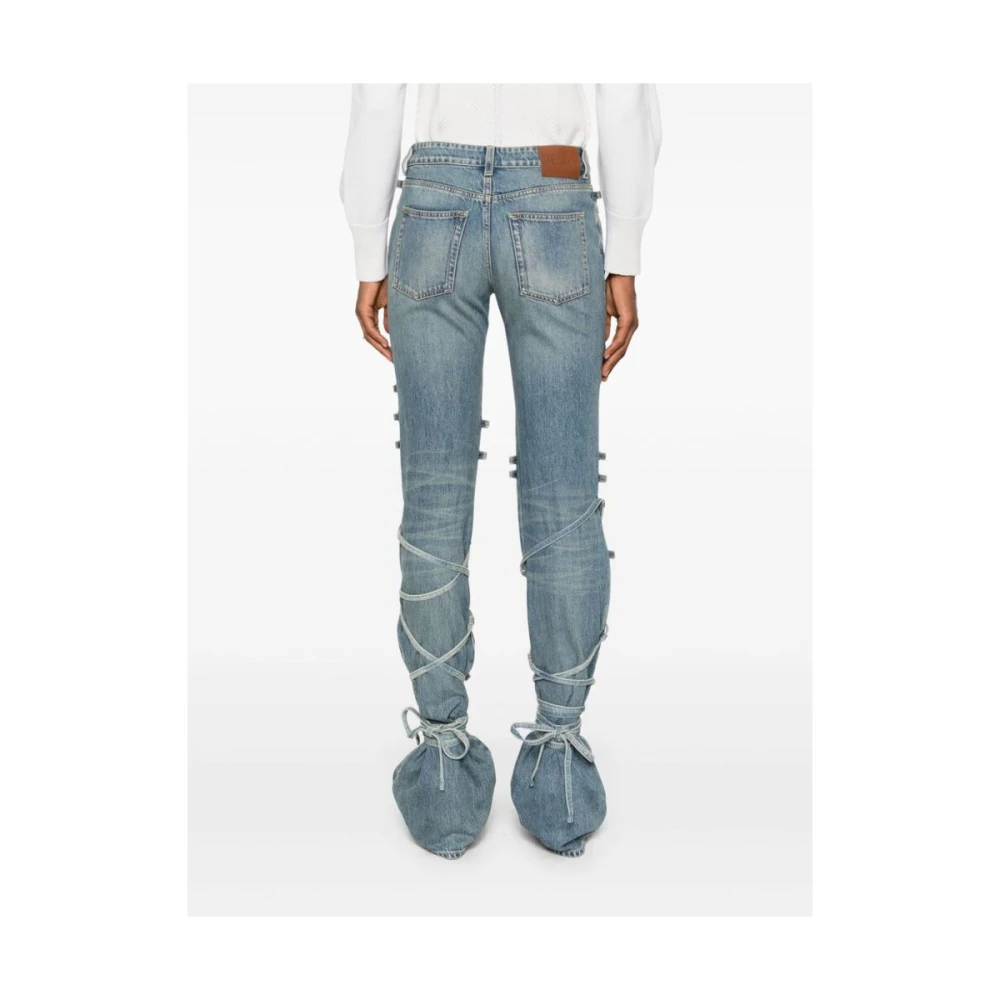 alexander mcqueen Lichtblauwe Denim Jeans met Banddetail Blue Dames