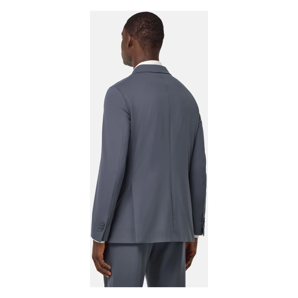Boggi Milano B Tech Dubbelrijig Jas van Stretch Nylon Black Heren