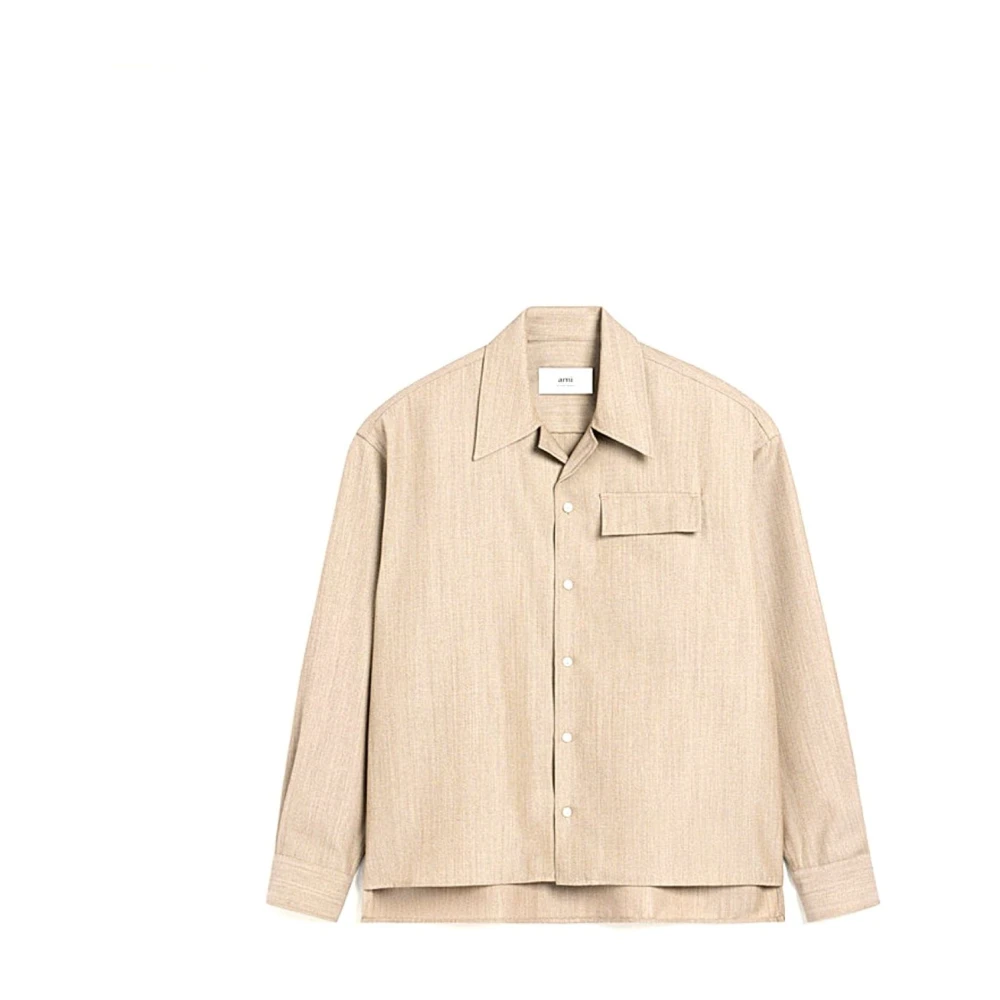 Ami Paris Men's Beige Casual Shirts, L, Maglia