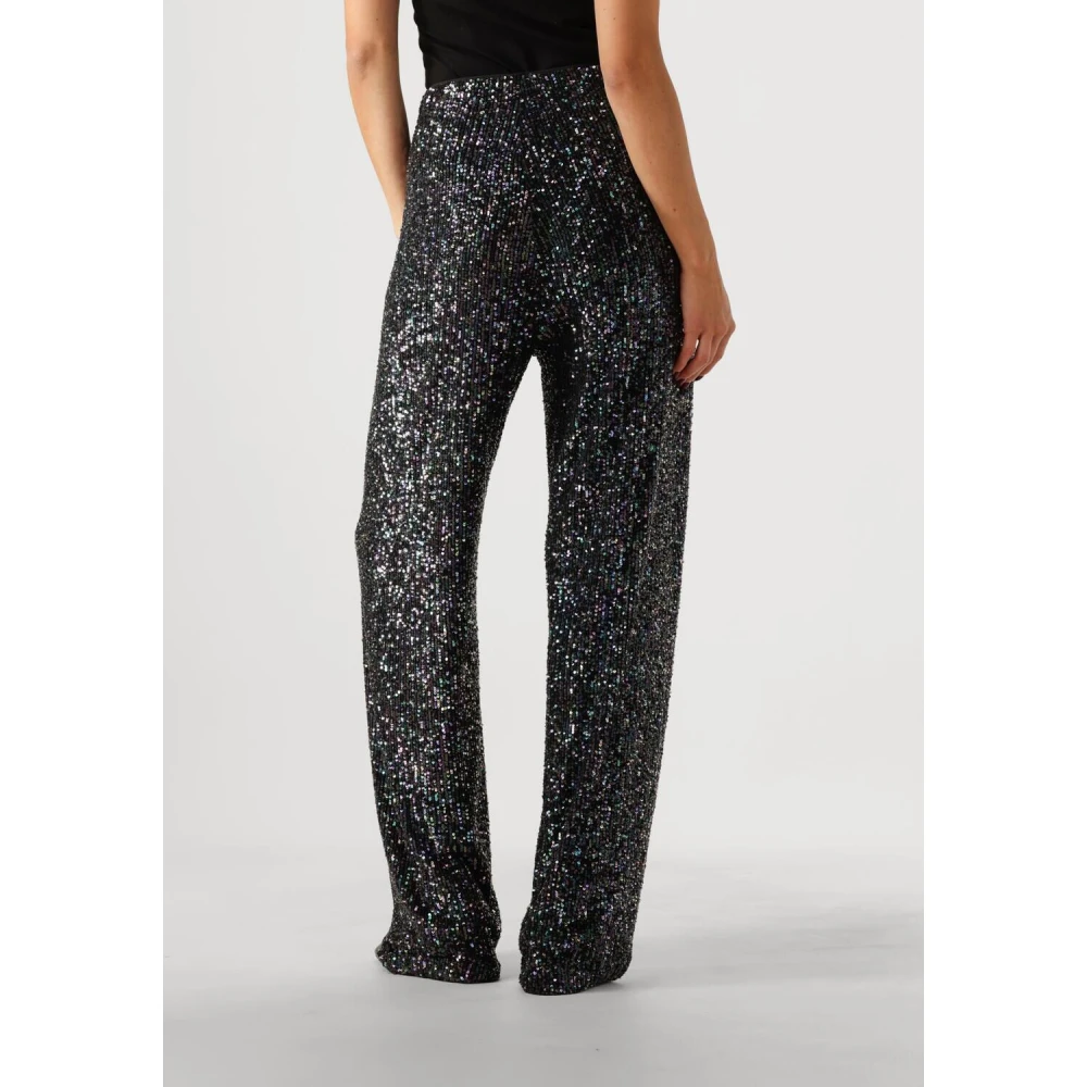 Notre-v Sprankelende Paars Zwarte Paillettenbroek Black Dames