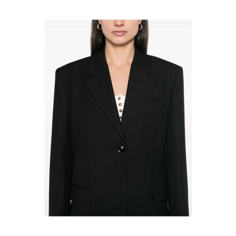 Anine Bing Zwarte textuurjas met knoopsluiting Black Dames