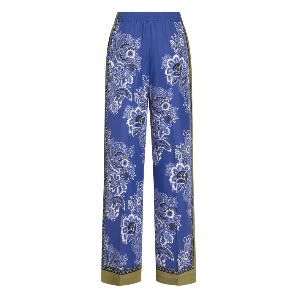 ETRO Blauwe Zijden Casual Broek Blue Dames