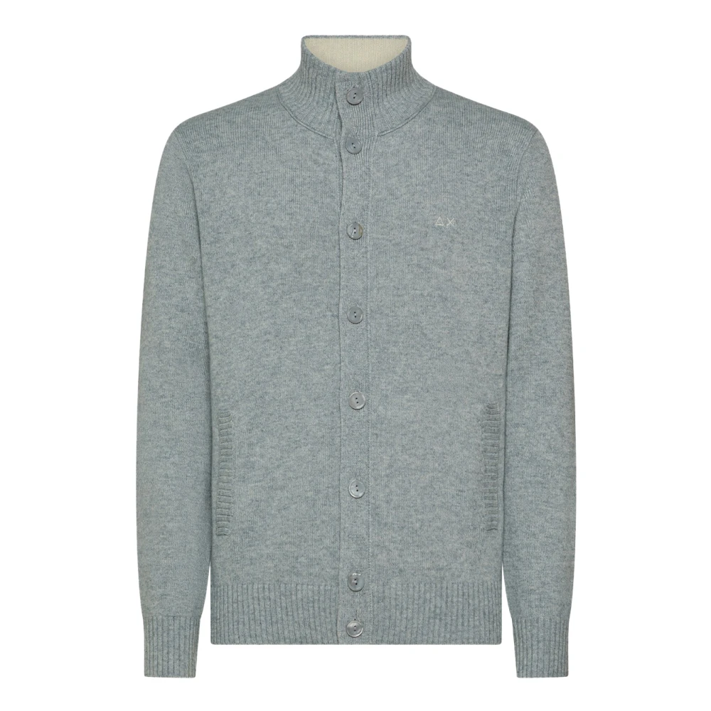 Sun68 Heren Solide Warme Knoopvest Gray Heren