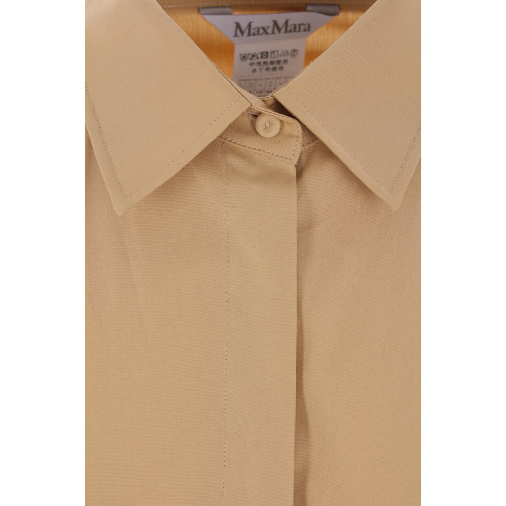 Max Mara Beige Katoenen Popeline Overhemd met Klassieke Kraag Beige Dames