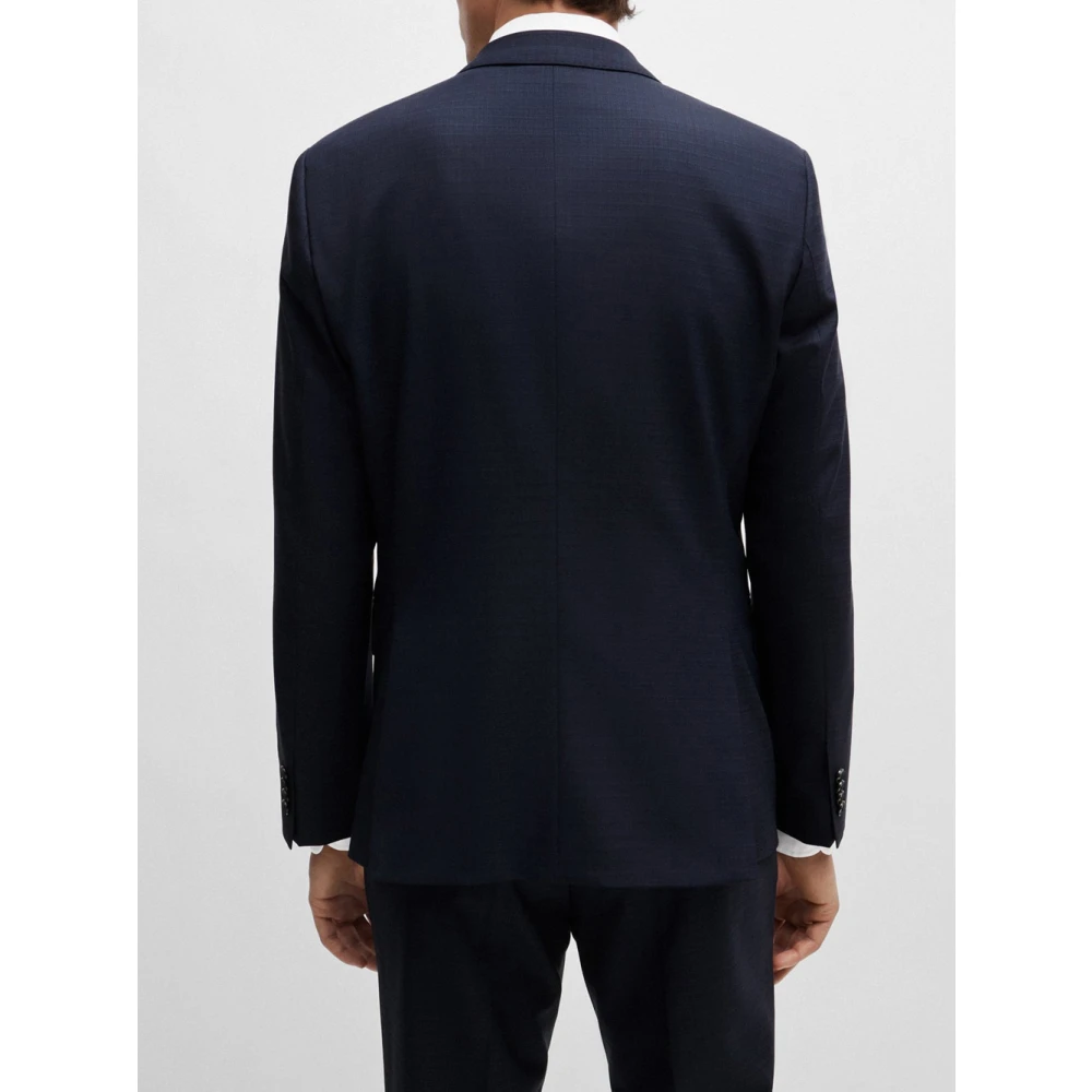 Hugo Boss Blauw Wol Slim Fit Pak Blue Heren