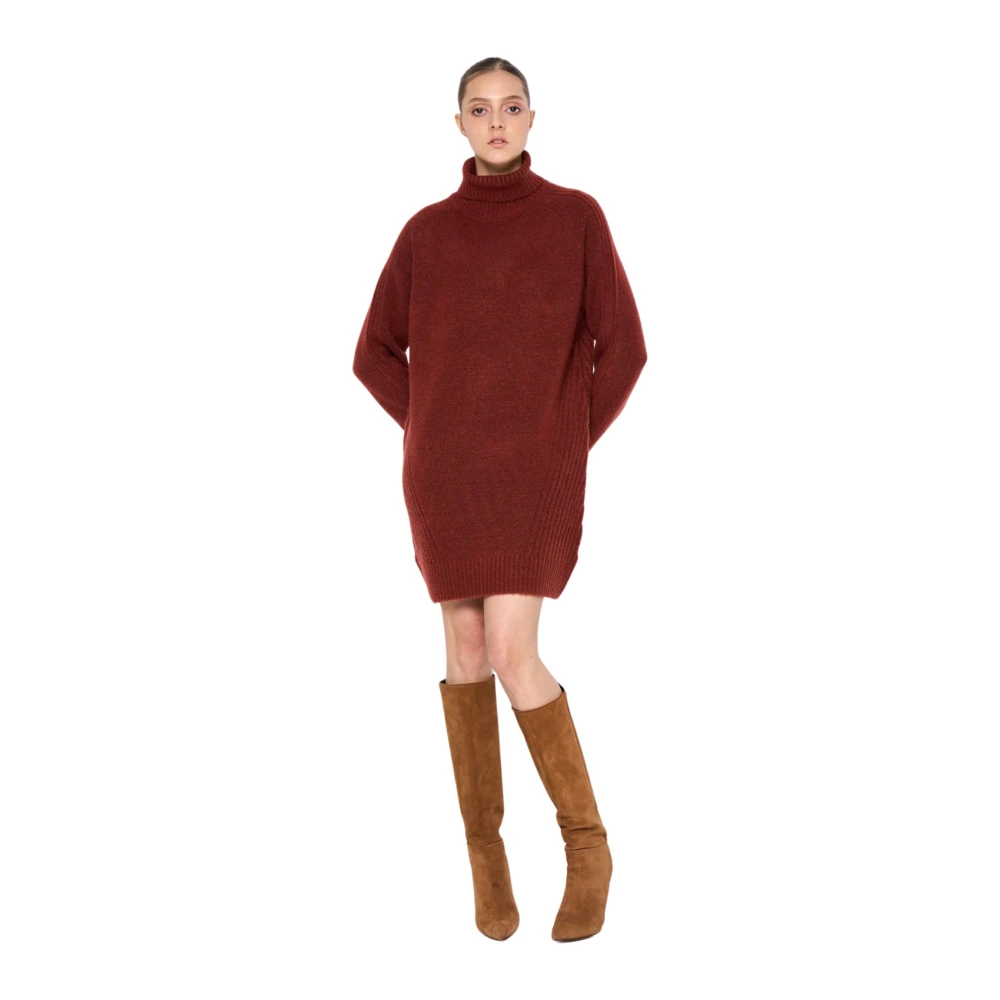 Silvian Heach Gebreide Jurk met Hoge Hals Red Dames