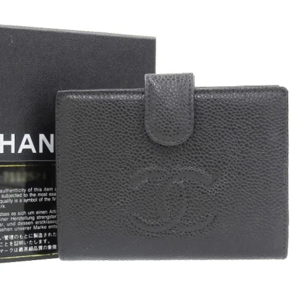 Chanel Vintage Pre-owned Leather wallets Black Dames