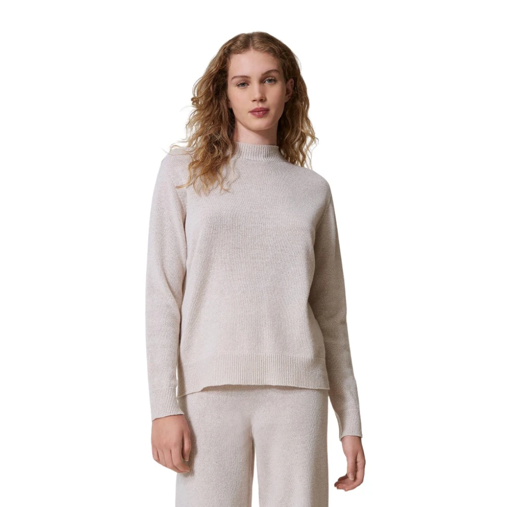 Twinset Lurex Sweater met Cross-Back Design Beige Dames