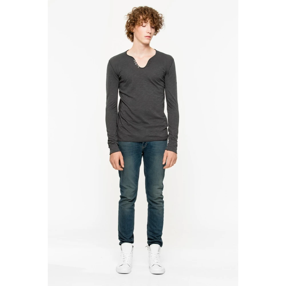 Zadig & Voltaire Charcoal Monastir Slub Longsleeve T-shirt Gray Heren