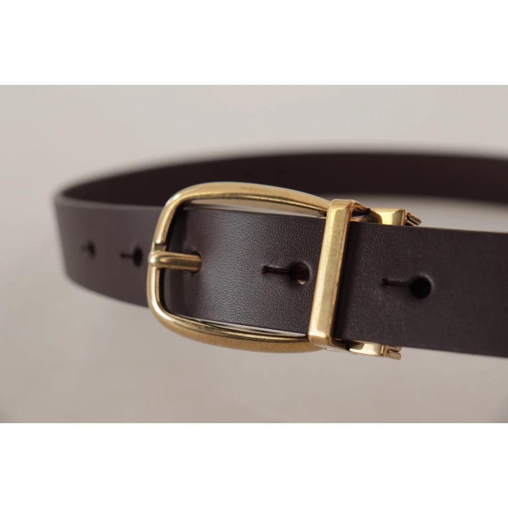 Dolce & Gabbana Elegante donkerbruine leren riem Brown Heren