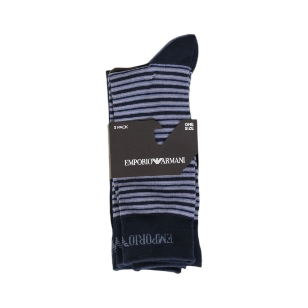 Emporio Armani Blauwe Katoenen Herensokken Collectie Blue Heren