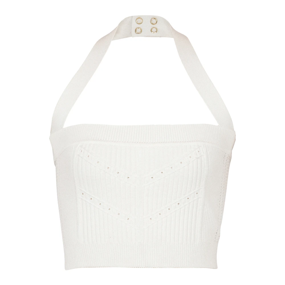 Balmain Gebreide halternek top White Dames