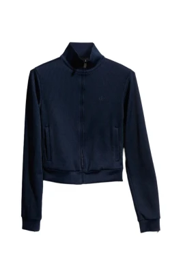 Ribbad bomullsjerseystickad sweatshirt med Web