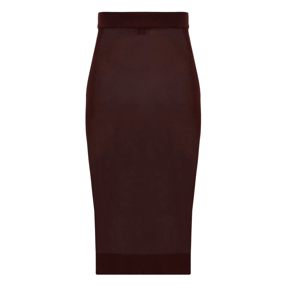 Saint Laurent Bordeaux Gebreide Pencil Rok Red Dames