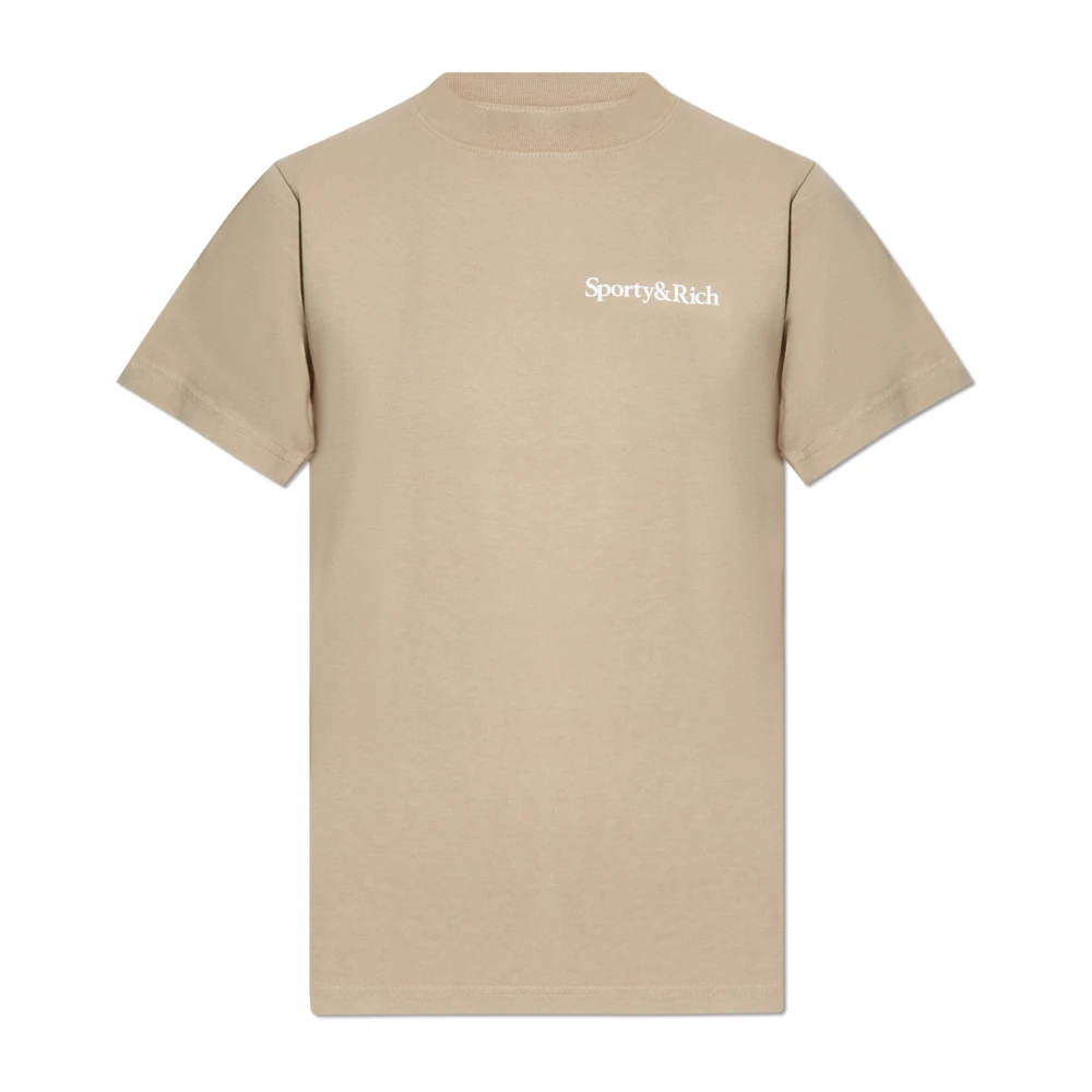 Sporty & Rich Katoenen T-shirt Beige Unisex