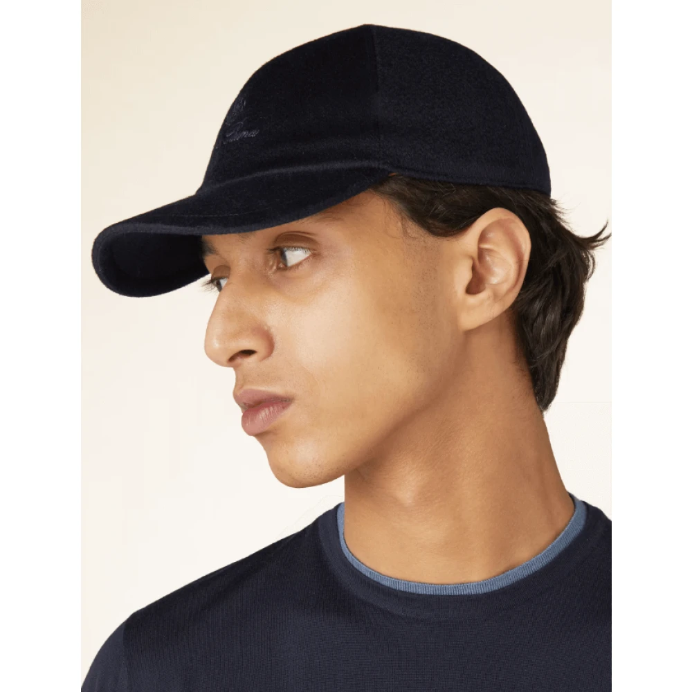 Loro Piana Kasjmierwol Baseballpet Blue Heren