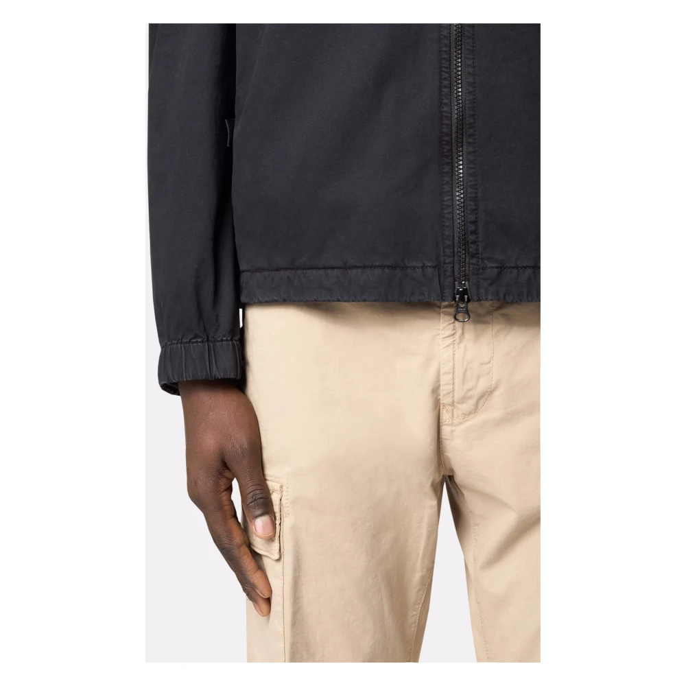 Stone Island Zwarte overshirt met ritssluiting zakken Black Heren