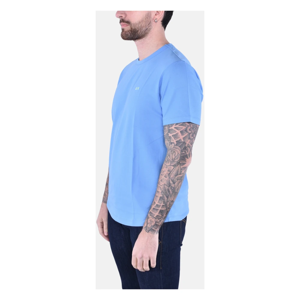 Sun68 Piquet Katoenen T-shirt Korte Mouw Blue Heren